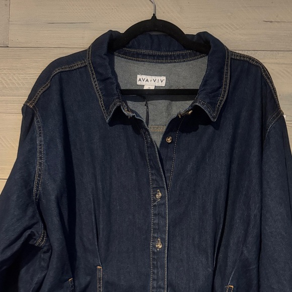 Ava & Viv Dark Denim Button Down Shirt - Picture 6 of 9